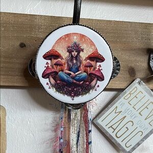 Oops Mystical Mushroom Wall Art with Dreamy Red and Blue Accents 4” Tambourine